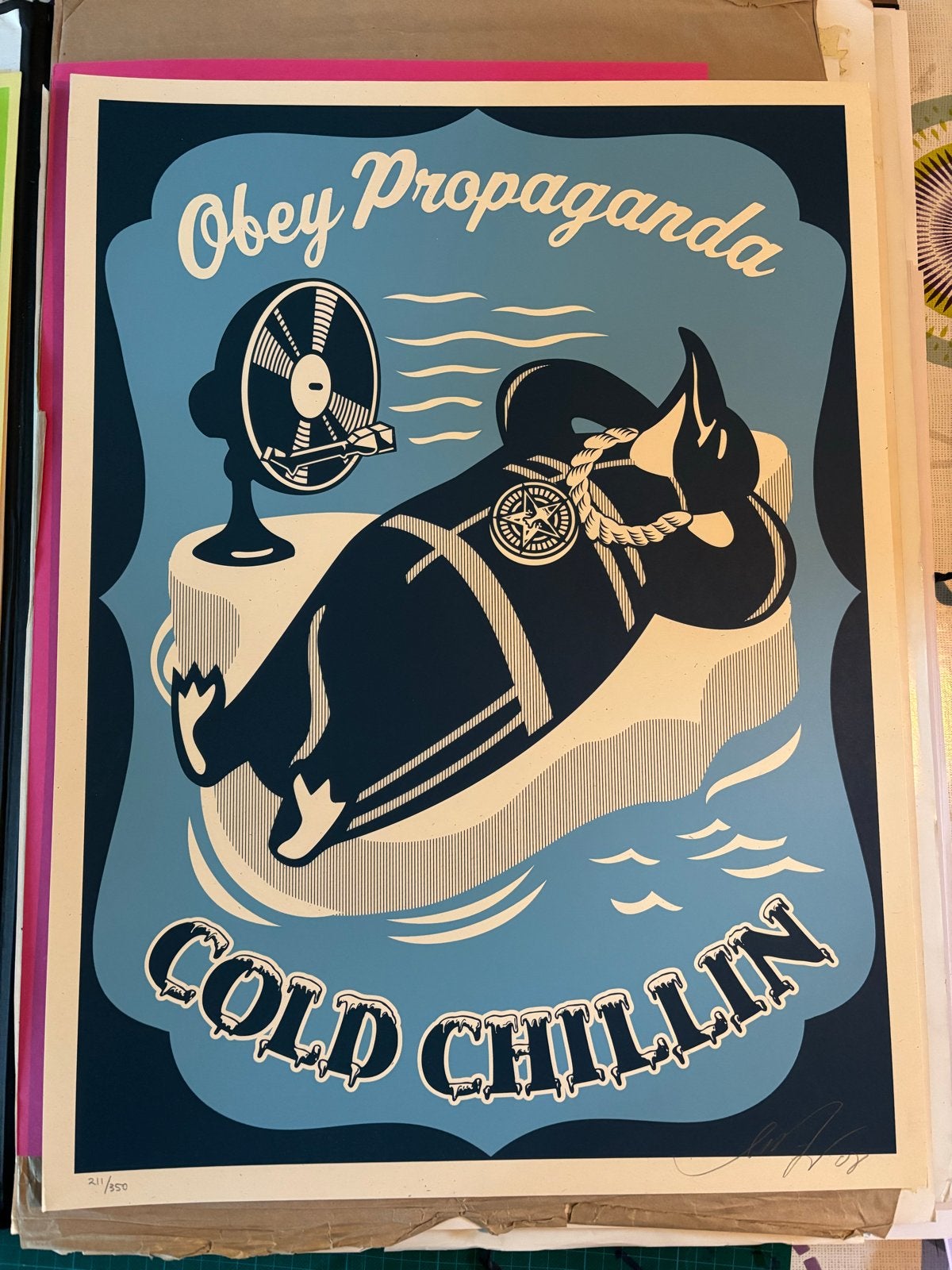 Obey Shepard Fairey Print - Cold Chillin’ 80 x 60 cm, Oorspronkelijke maker, Ophalen of Verzenden, 50 tot 75 cm, Print