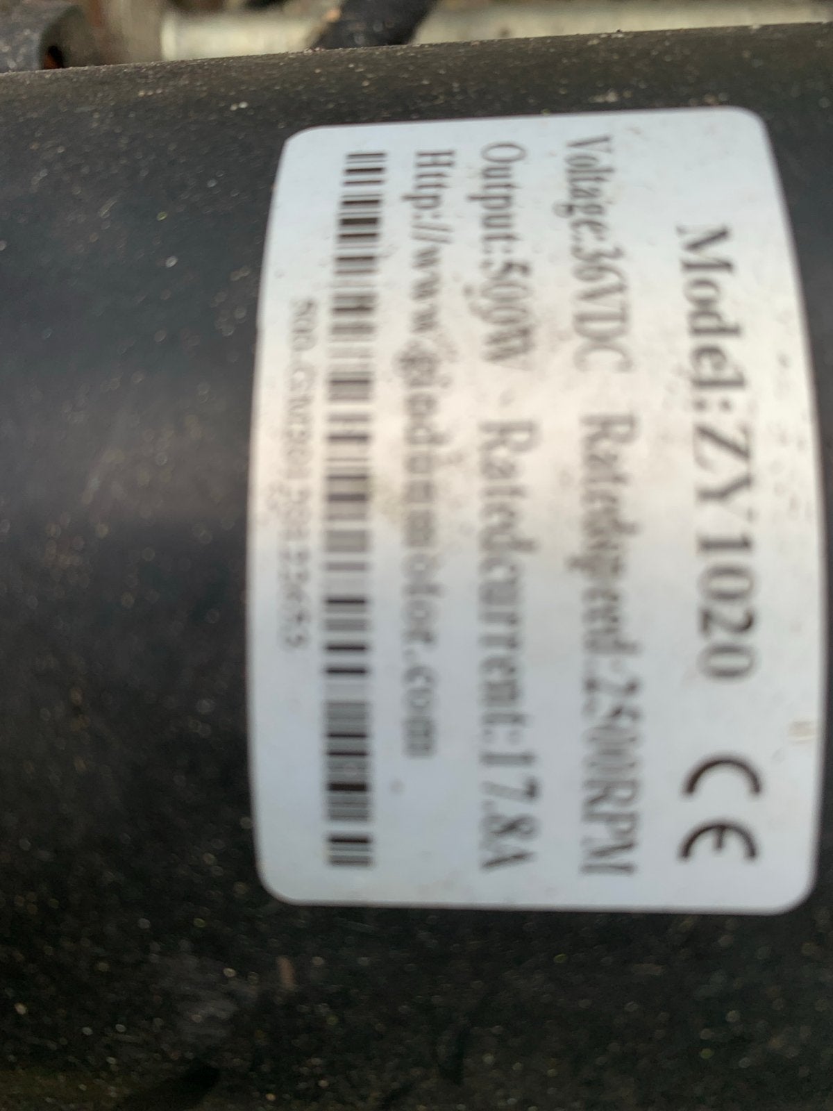 Elektromotor ZY1020 36V 500W met achteras en wielen, Ophalen of Verzenden, Gebruikt, Elektromotor, 1800 rpm of meer