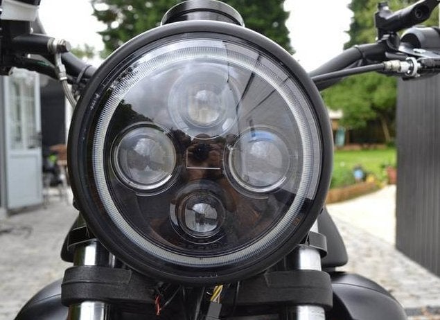 Halo Cafe Racer Koplamp 7'' + Koplamp Steunen ''Blade'', Motoren, Ophalen of Verzenden