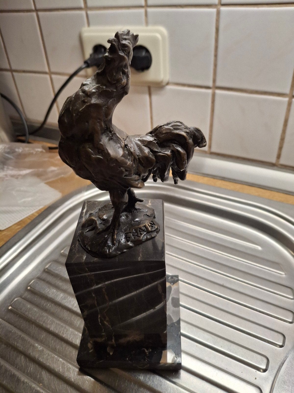 bronzen  haan totale hoogte 40 cm, Ophalen of Verzenden
