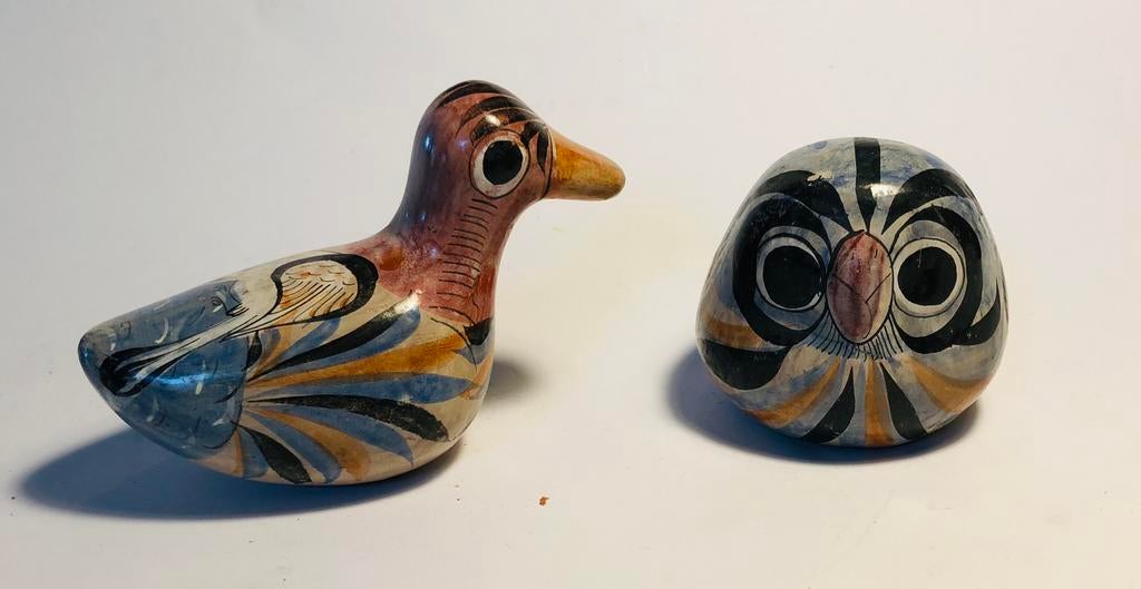 Vintage Tonola eendje en uil, Mexico, Verzamelen, Beelden en Beeldjes, Ophalen of Verzenden, Zo goed als nieuw, Dier