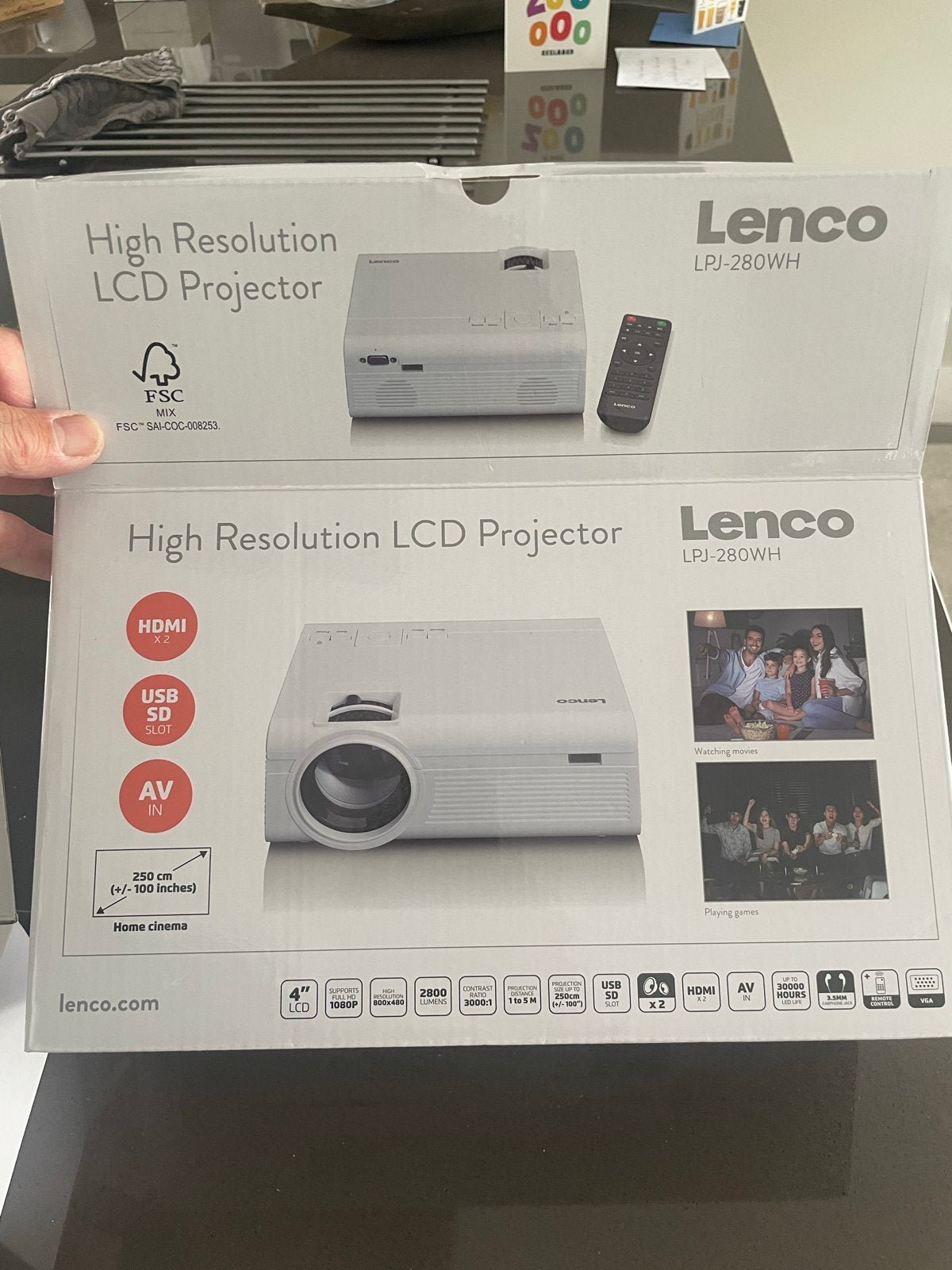 Lenco LPJ-280WH High Resolution LCD Projector, Ophalen of Verzenden, Nieuw, LCD, Full HD (1080)
