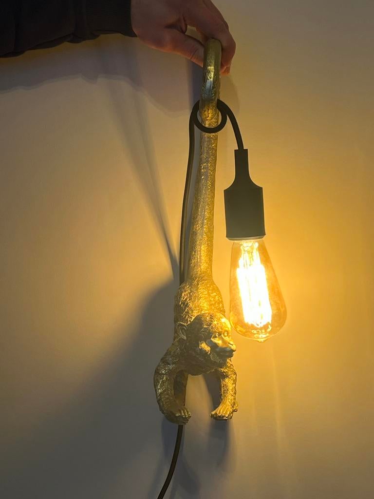 Wandlamp/tafellamp aap goudkleurig, Ophalen, Zo goed als nieuw, Overige materialen