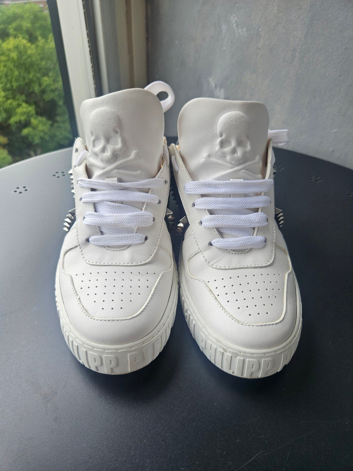 Philipp Plein sneakers wit/zwart met studs - Maat 38, Verzenden
