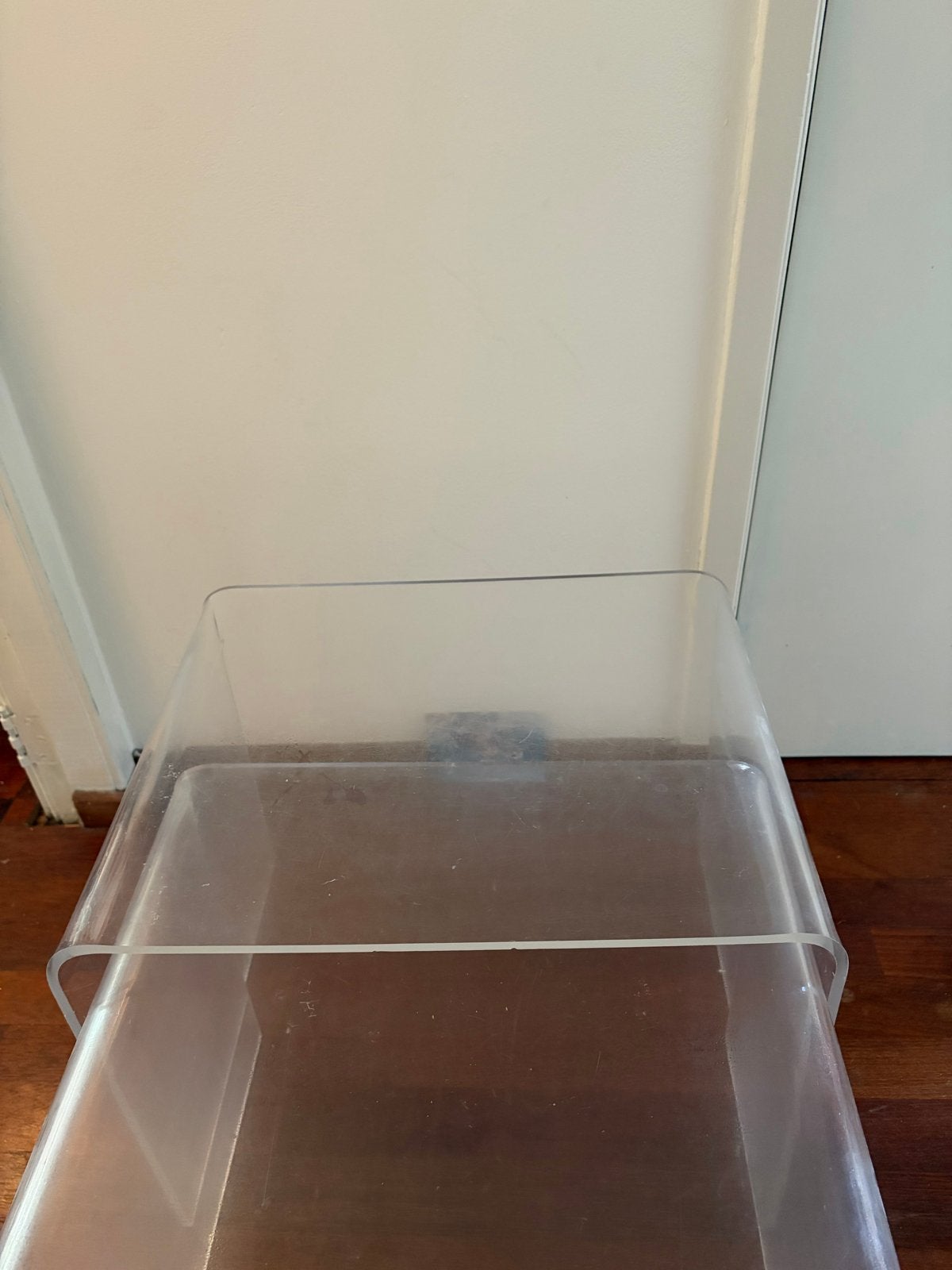 Set van 2 Plexiglas Bijzettafels, Huis en Inrichting, Minder dan 45 cm, Gebruikt, Ophalen of Verzenden, Rechthoekig