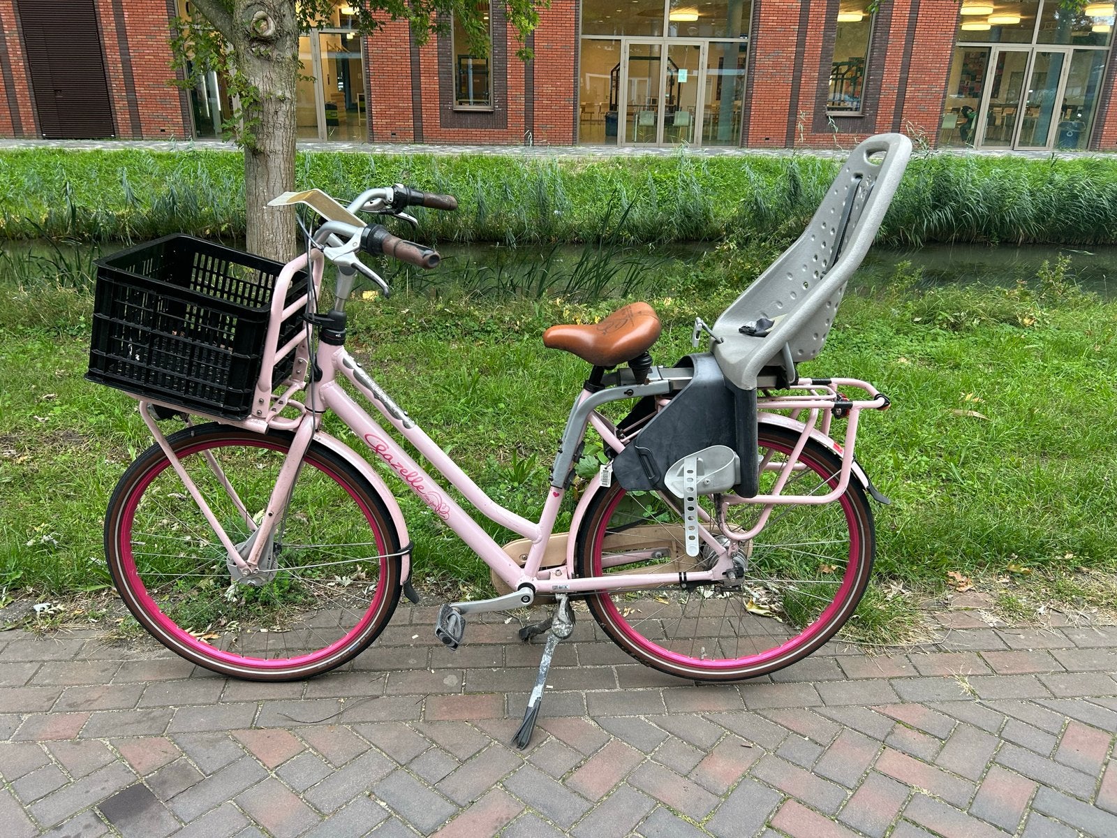 Gazelle Grace Mamafiets - Roze met kinderzitje en mand, Ophalen, Gebruikt, Versnellingen, 50 tot 53 cm