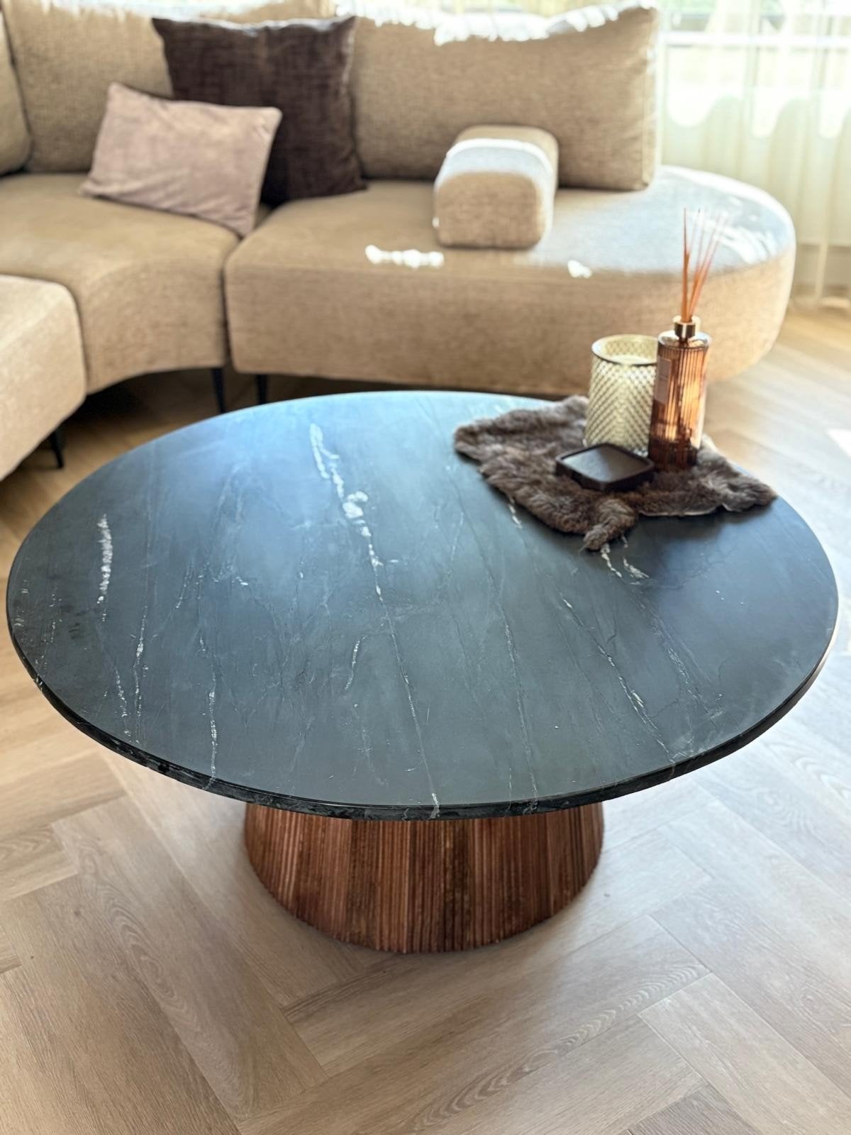 Mooie marmeren salontafel - Zo goed als nieuw, Ophalen, Overige materialen, Rond, Zo goed als nieuw