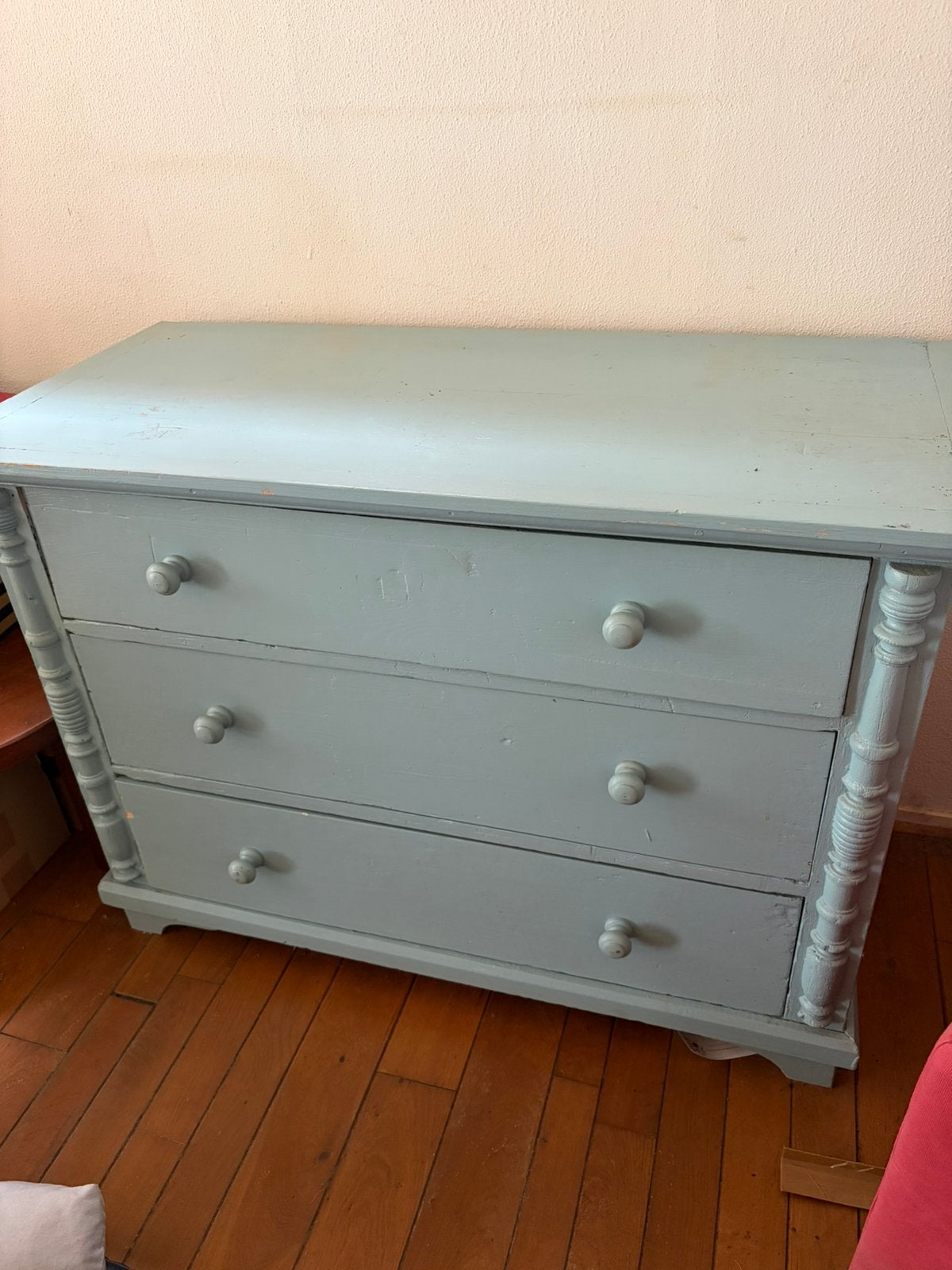 Baby blauwe ladenkast (teakhout), Huis en Inrichting, Kasten | Ladekasten, Ophalen, Teakhout, 50 tot 100 cm, Zo goed als nieuw