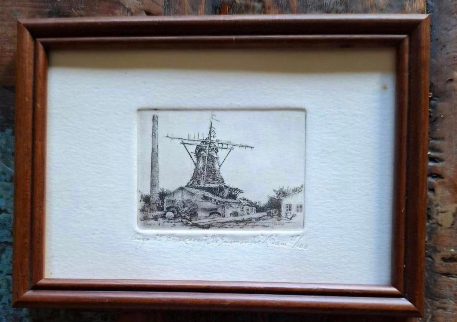 Ets Molen De Salamander Leidschendam, gesigneerd, genummerd, Antiek en Kunst, Ophalen of Verzenden