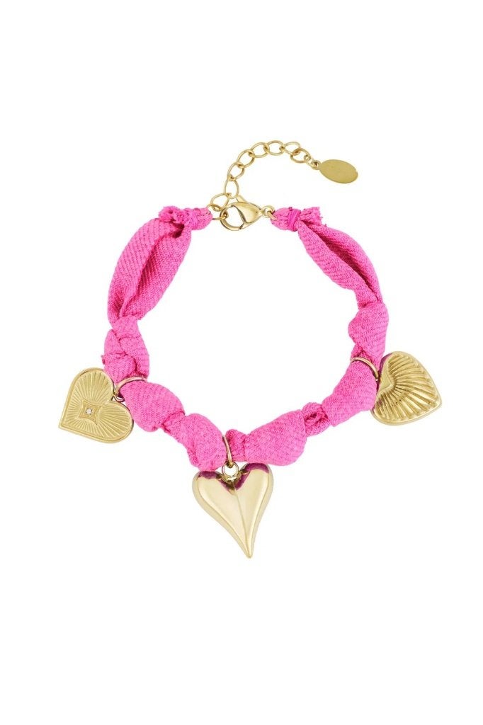 Armband color bliss heart, Ophalen of Verzenden, Nieuw, Roze, Zilver