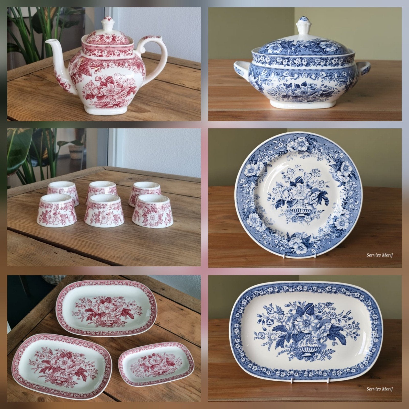 Petrus Regout Balmoral rood en blauw, Antiek en Kunst, Verzenden