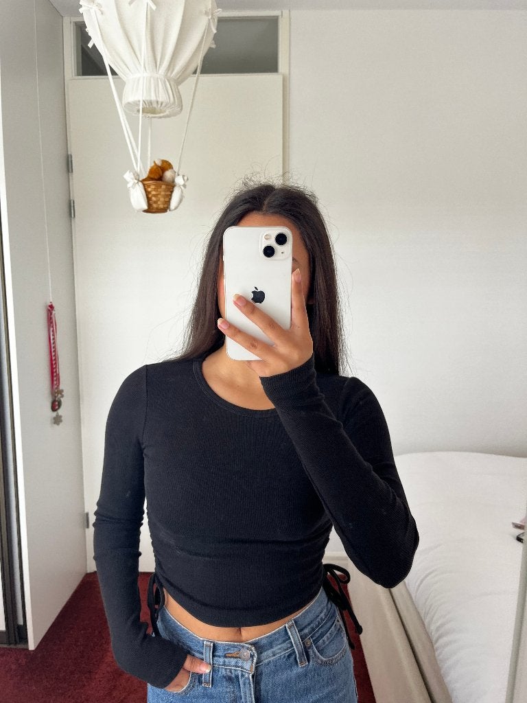 Pull&Bear zwart topje met lange mouwen maat S, Zwart, Ophalen of Verzenden, Zo goed als nieuw, Lange mouw