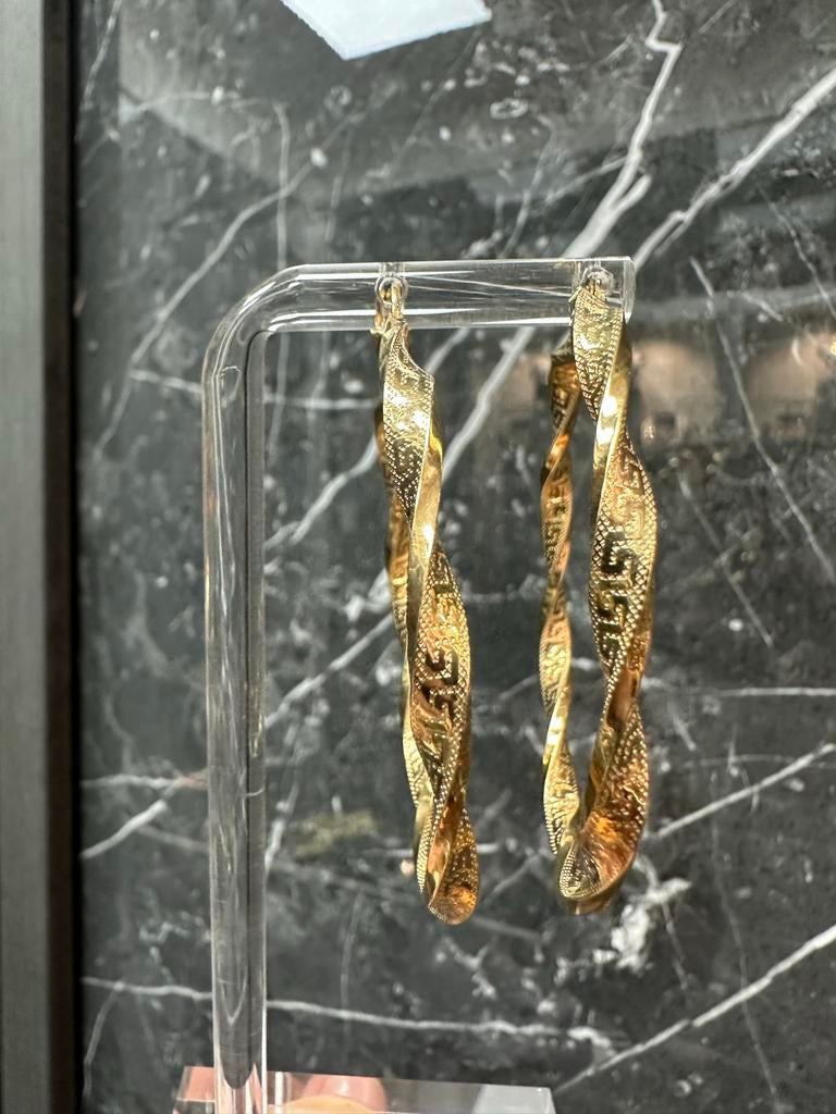 Elegante 14k Gouden Wokkel Oorbellen, Ophalen of Verzenden, Nieuw, Goud, Hangers