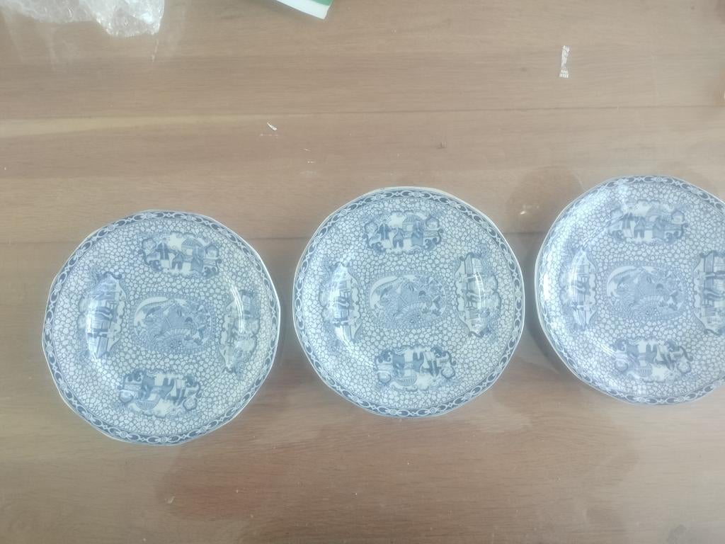Set van 3 antieke William Adams borden, Chinees patroon, Antiek en Kunst, Antiek | Wandborden en Tegels, Ophalen of Verzenden