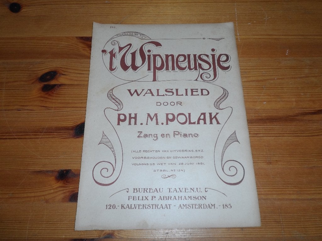 't wipneusje - ph. M. Polak, Piano, Gebruikt, Ophalen of Verzenden, Artiest of Componist