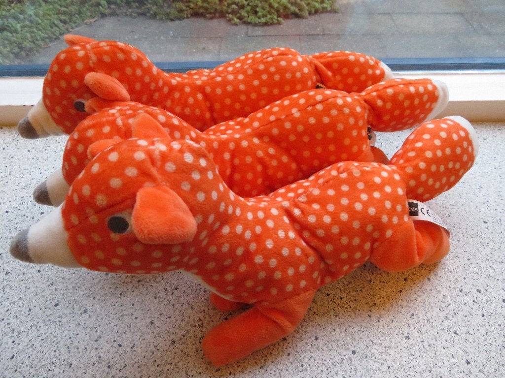 3 x Oranje met witte vos of vosje van Hema zacht velours, Oranje, Hema, Ophalen of Verzenden, Zo goed als nieuw