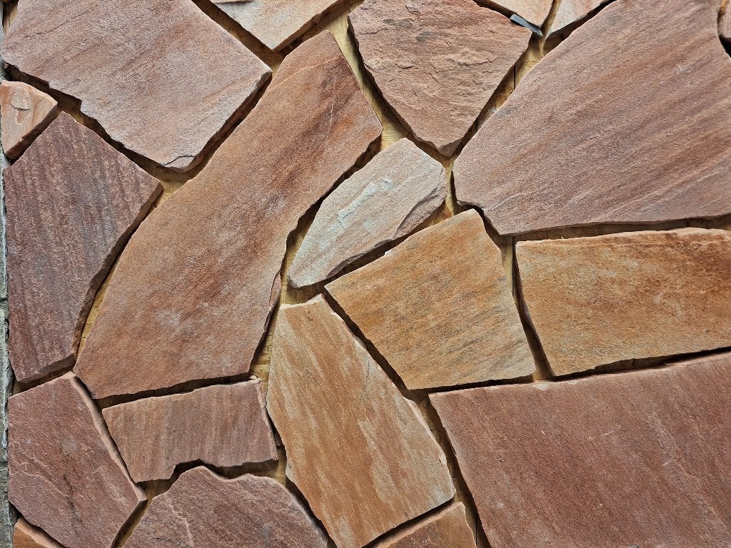 muurbekleding flagstones Brasil Rosso Kwartsiet 1-1,5 cm dik, Tuin en Terras, Ophalen of Verzenden, Nieuw, Split