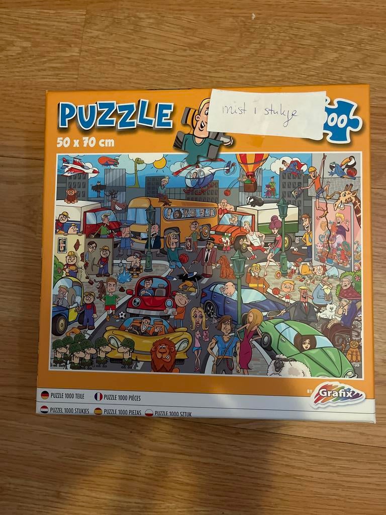 Grafix Puzzel 1000 stukjes - Drukke Stad (mist 1 stukje), Ophalen, 500 t/m 1500 stukjes, Gebruikt, Legpuzzel