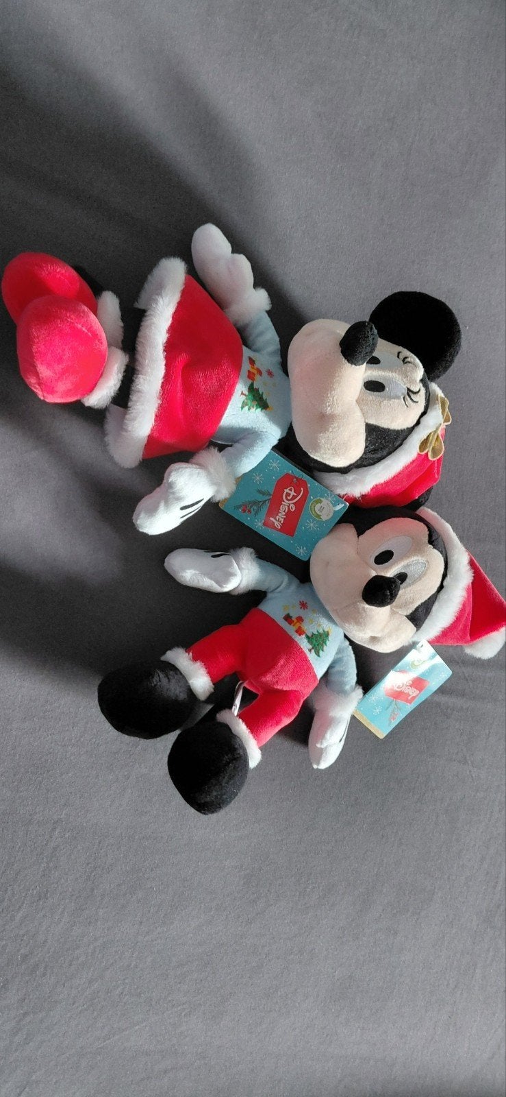 Mickey & Minnie Mouse in kerstkleding, Ophalen of Verzenden, Mickey Mouse, Zo goed als nieuw, Knuffel