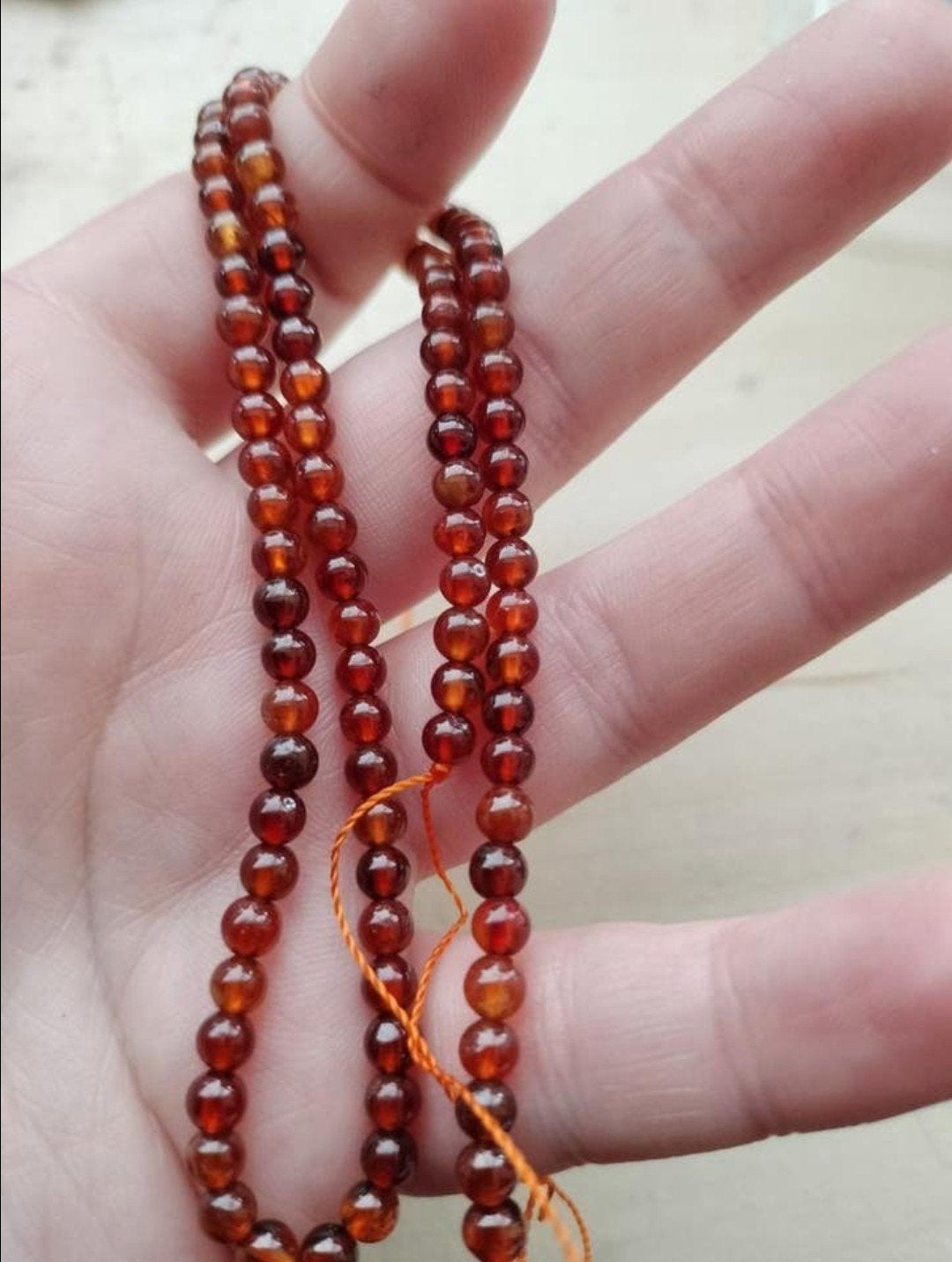 Hessoniet granaat kralen, Sieraden, Tassen en Uiterlijk, Kettingen, Ophalen of Verzenden, Rood, Steen of Mineraal