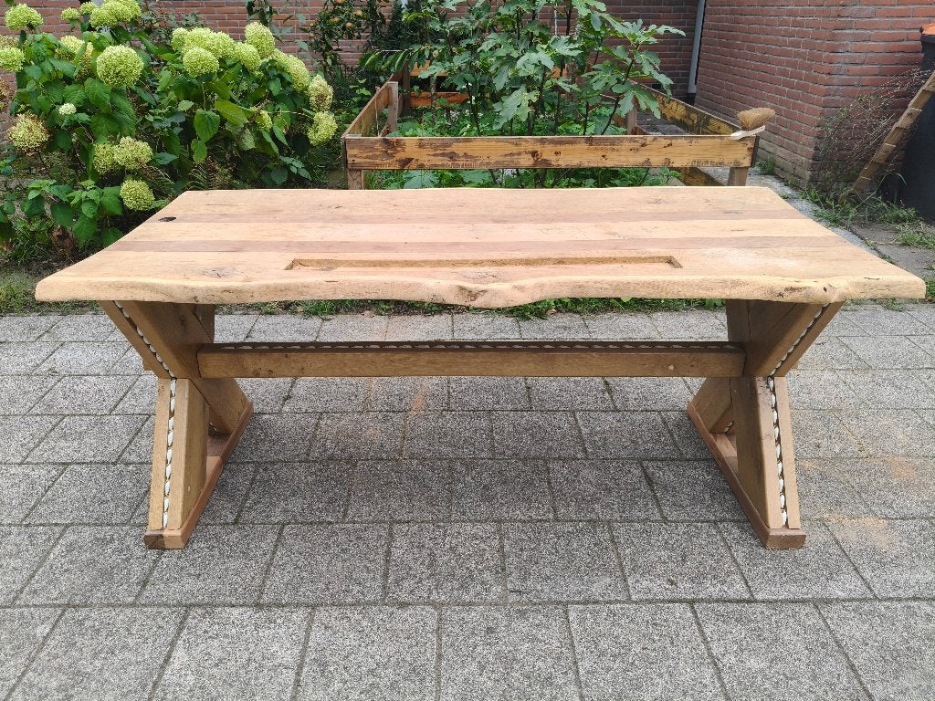 robuuste eettafel, Huis en Inrichting, Ophalen, Gebruikt, Robuust eiken, Eikenhout