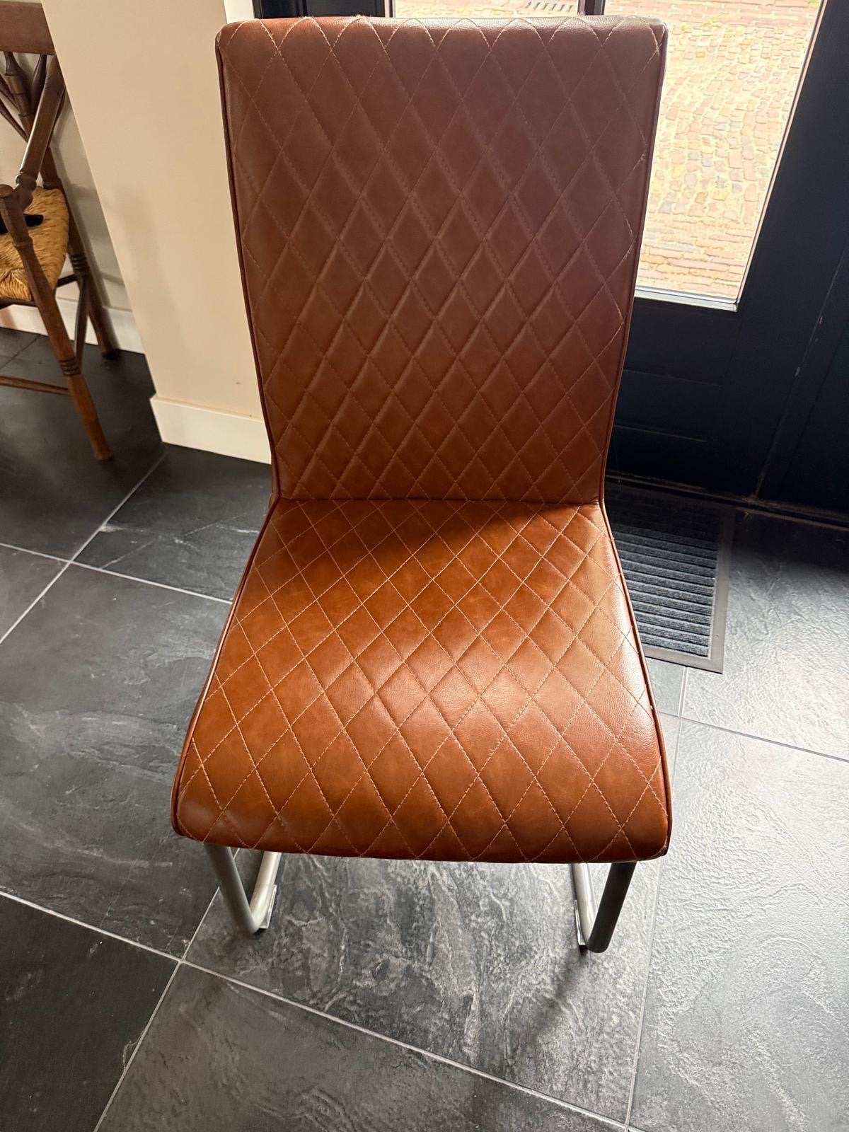 4 eetkamerstoelen - cognac kleurig - alleen als set, Ophalen, Gebruikt, Bruin, Vier