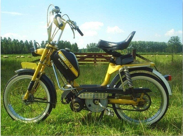 Gezocht Batavus bronco  , kleur zwart geel 1975, Ophalen, Info@hoevemotoren.nl, Maximaal 45 km/u, Batavus