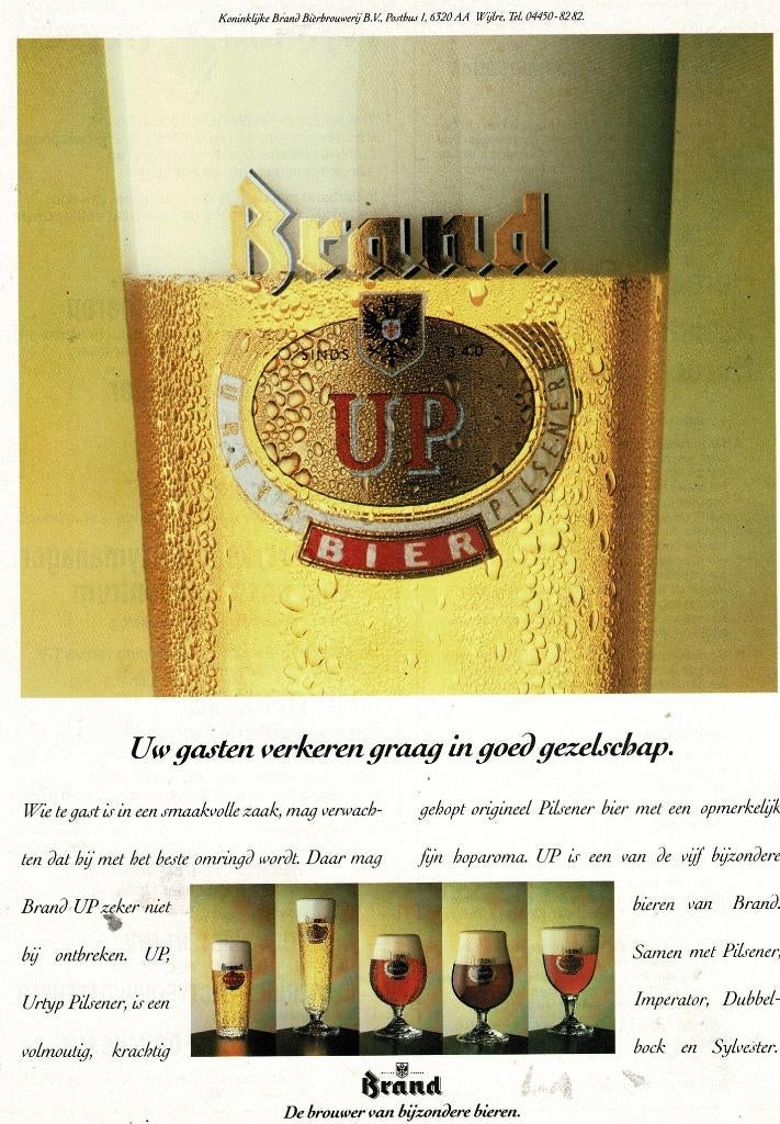 Gasten drinken graag BRAND UP  BIER 1991, Verzenden, Zo goed als nieuw, Overige typen
