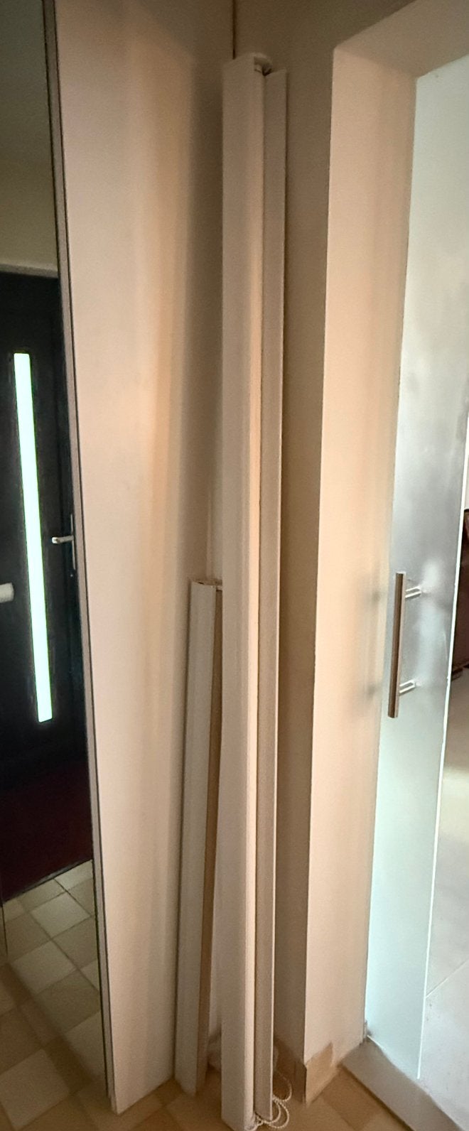 2x rolgordijn Duo wit en beige/geel, Huis en Inrichting, Ophalen, Duo rolgordijn, Rolgordijn, Zo goed als nieuw