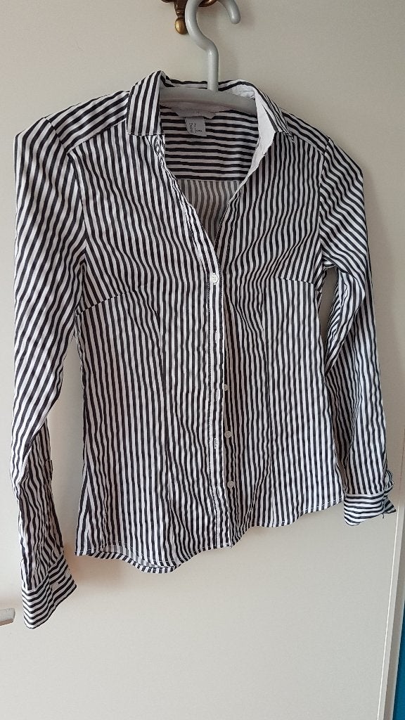 wit zwart gestreepte blouse, H&M, maat 34, Ophalen, Gedragen, Maat 34 (XS) of kleiner, Wit