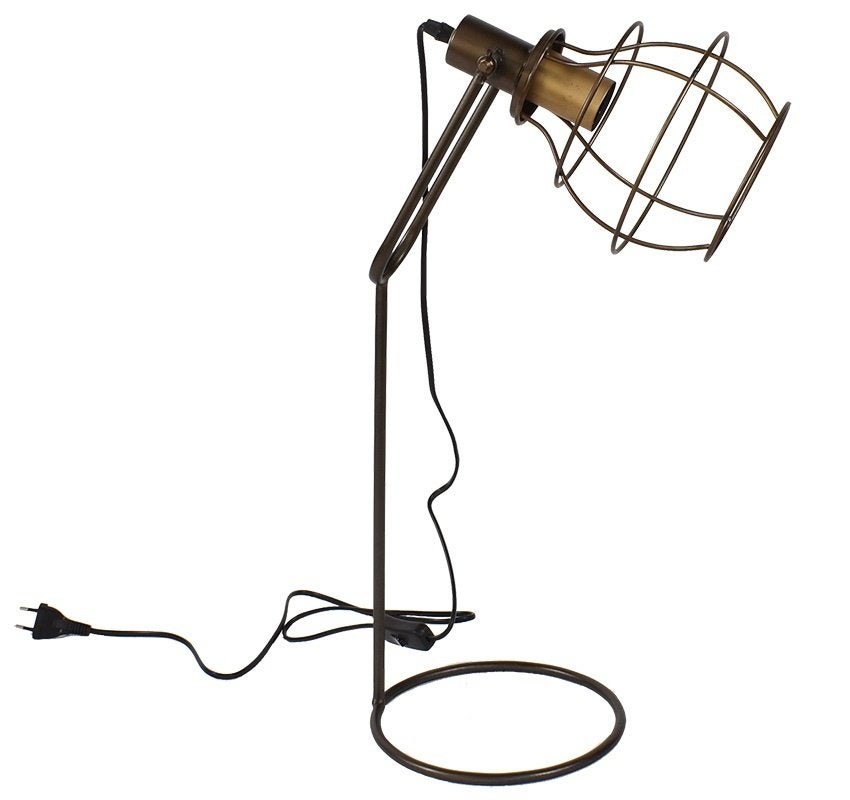Tafellamp metaal met open kap 68 cm hoog, Bruin, Ophalen of Verzenden, Nieuw, Metaal