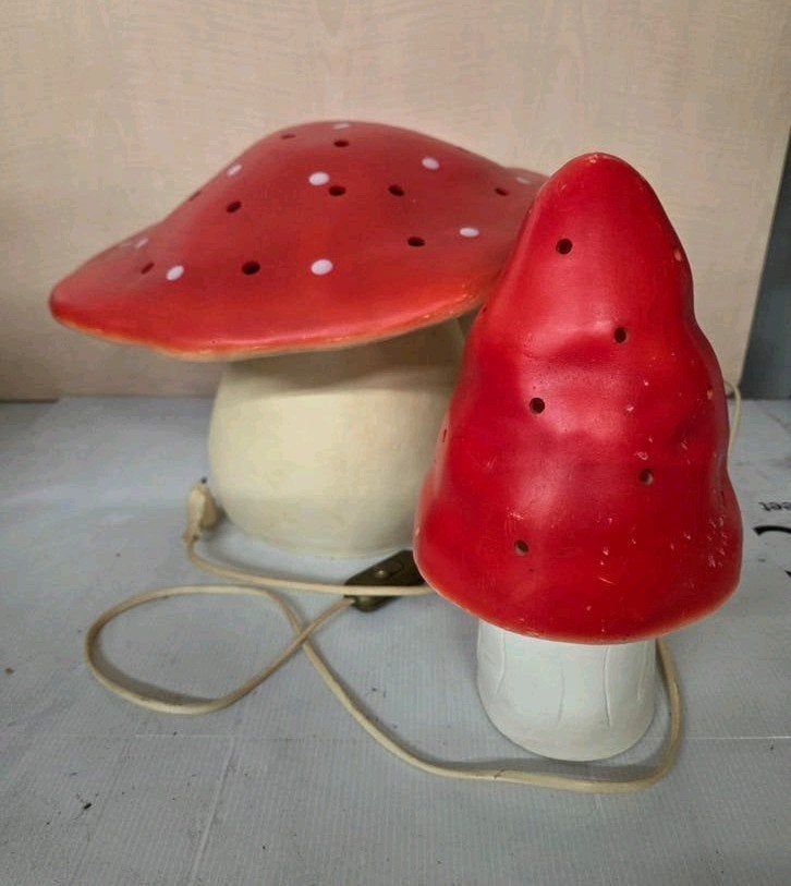 Vintage Heico paddenstoel lamp set van 2, Vintage, Gebruikt, Heico, Kunststof
