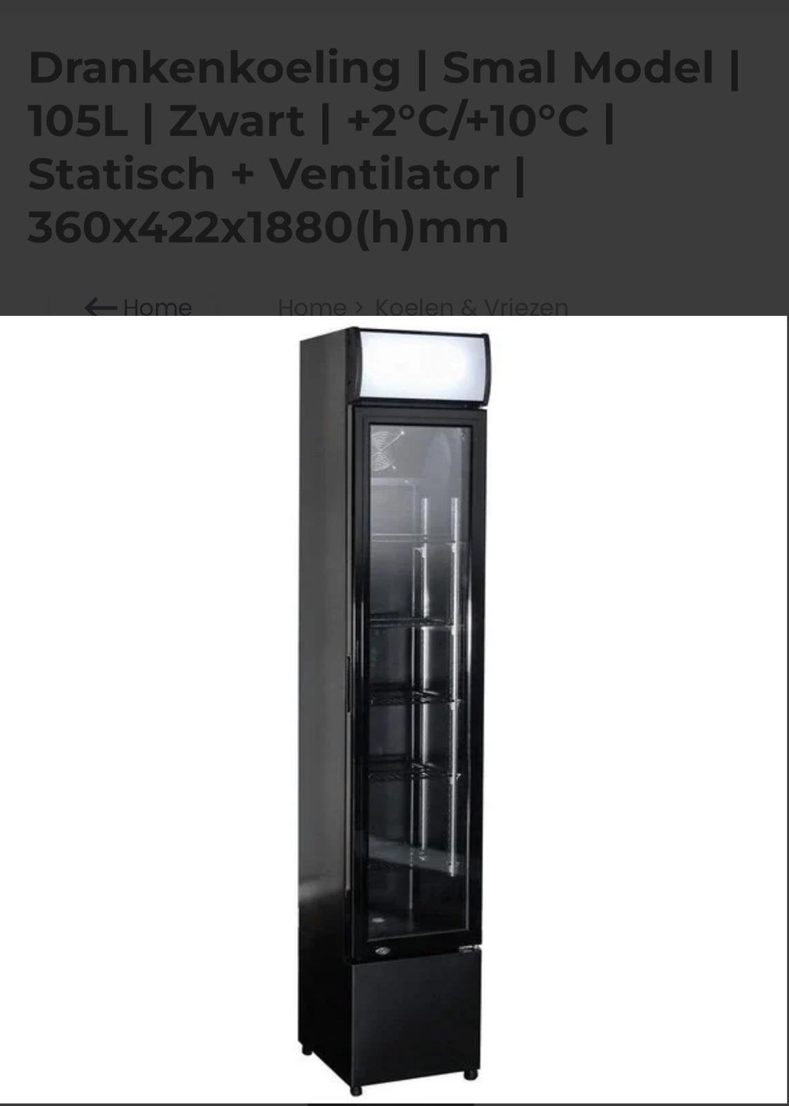 Smal model drankenkoeler - Zwart, 105L, Witgoed en Apparatuur, Ophalen, Zonder vriesvak, Minder dan 45 cm, 100 tot 150 liter