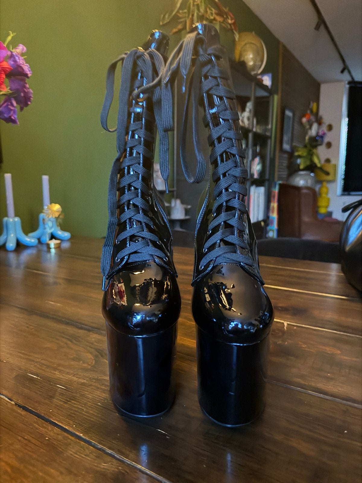 Pleaser geïnspireerde laarzen, hoge hak, maat 40, Kleding | Dames, Schoenen, Ophalen, Gedragen, Zwart, Hoge laarzen