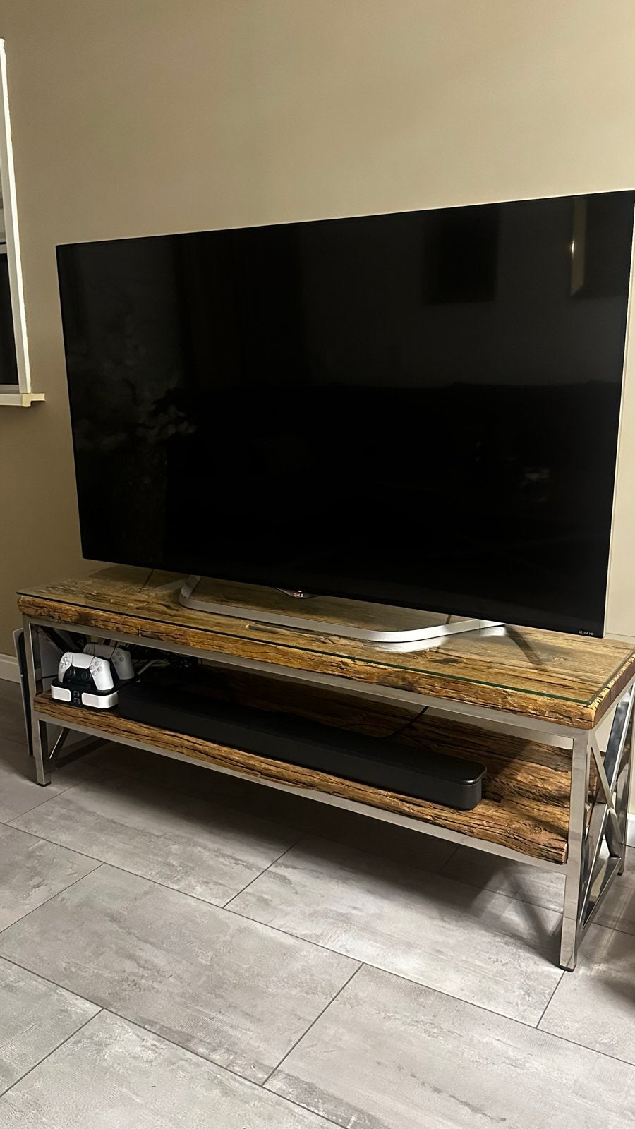 Richmond TV-meubel met glasplaat, Ophalen, 100 tot 150 cm, Zo goed als nieuw, Minder dan 100 cm
