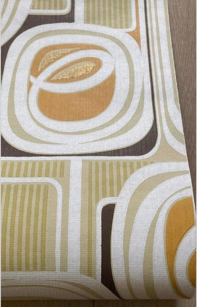 5725 Retro geometrisch behang bruin beige groen oker 70s, Huis en Inrichting, Stoffering | Behang, Ophalen of Verzenden, 75 m² of meer