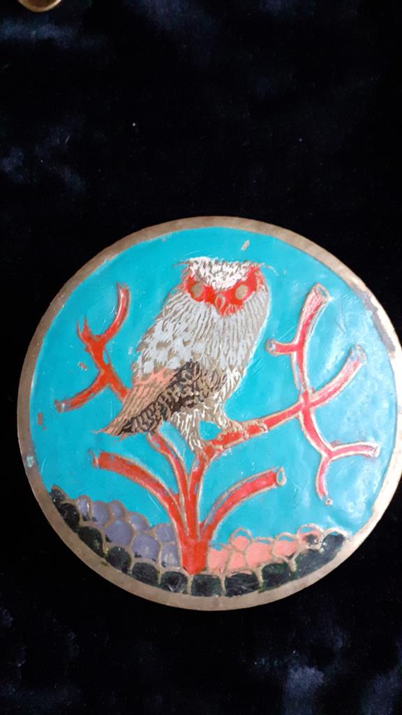 Uil Koperen sieraden bakje met uil decoratie, Antiek en Kunst, Antiek | Koper en Brons, Ophalen of Verzenden