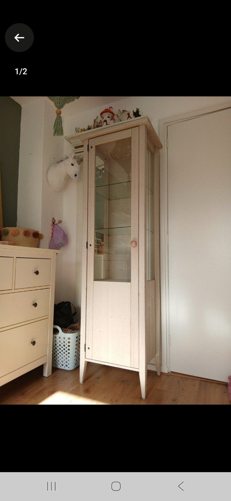 vitrinekast white wash hout, Ophalen, 25 tot 50 cm, 50 tot 100 cm, 150 tot 200 cm