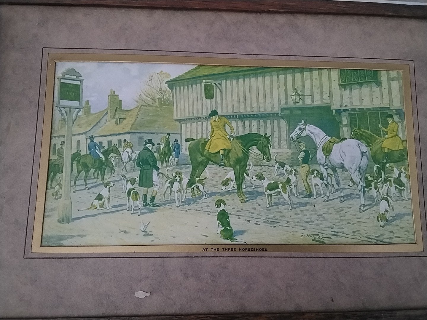Oude stadsgezicht ets, handgekleurd, gesigneerd, Ets, Stadsgezicht, Handgekleurd, Ophalen of Verzenden