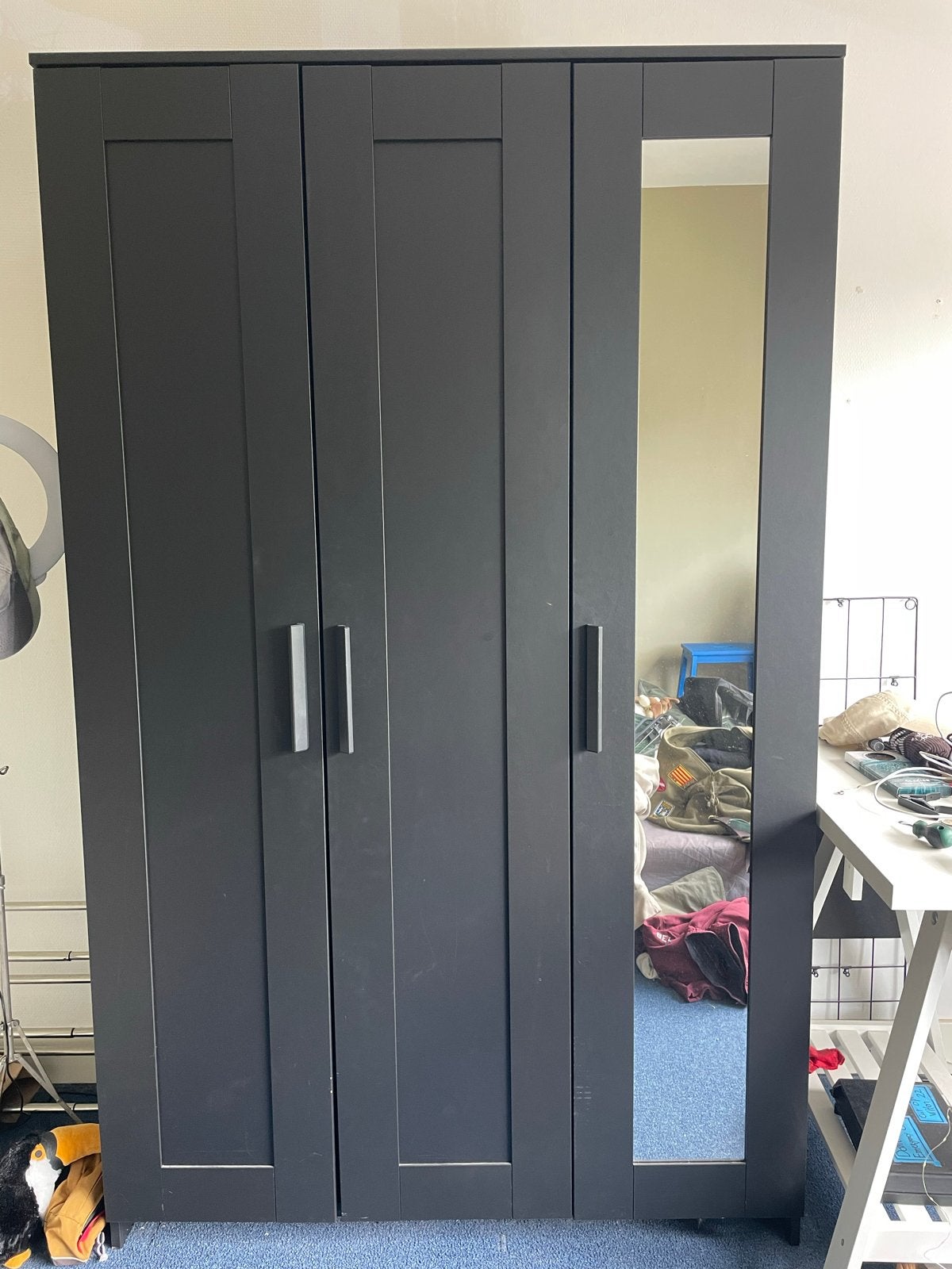 Ikea Brimnes kledingkast zwart met spiegeldeur, Huis en Inrichting, Ophalen, Overige materialen, Gebruikt, 100 tot 150 cm