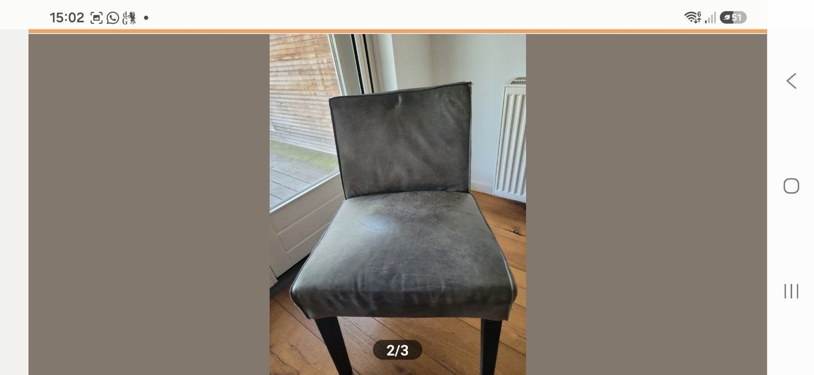 Set van 3 grijze eetkamerstoelen -, Ophalen, Drie, Zo goed als nieuw, Stof