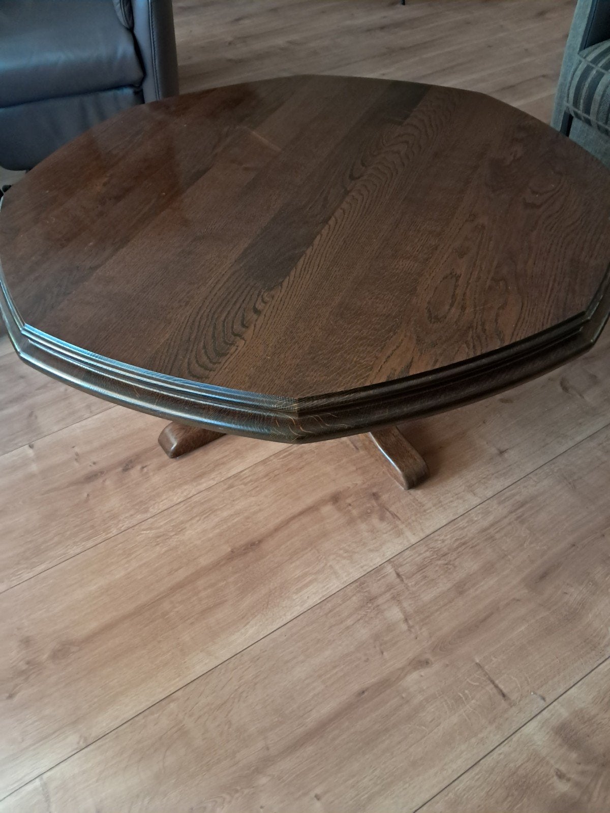 !! Prachtige 8-hoekige eiken salontafel !!, Ophalen, Gebruikt, Overige vormen, Eikenhout