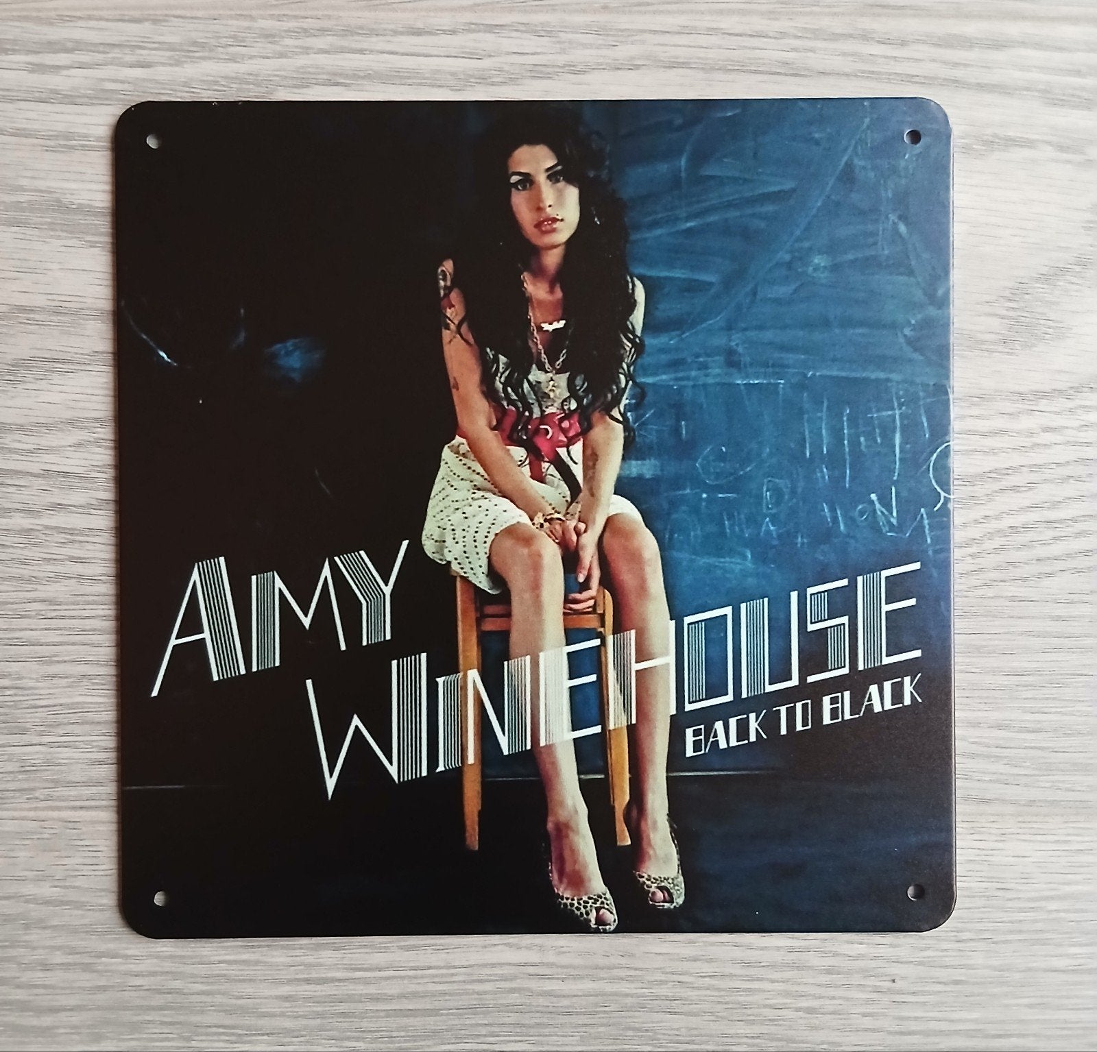 Amy Winehouse Back To Black 20x20 cm Metalen Reclamebord, Ophalen of Verzenden, Nieuw, Poster, Artwork of Schilderij
