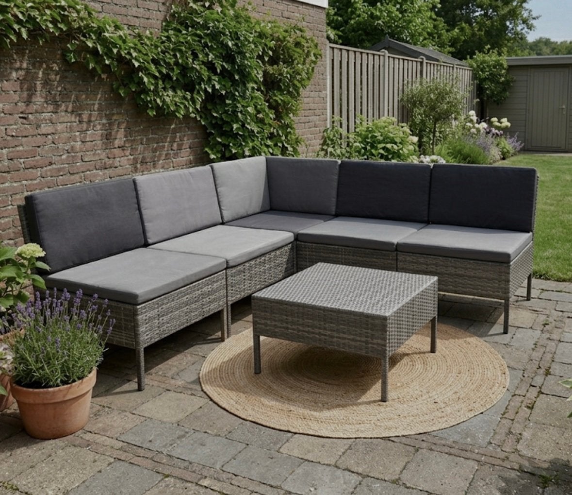 Tuin bank (6 delig), Tuin en Terras, Tuinsets en Loungesets, Ophalen, Kunststof, 6 zitplaatsen, Bank