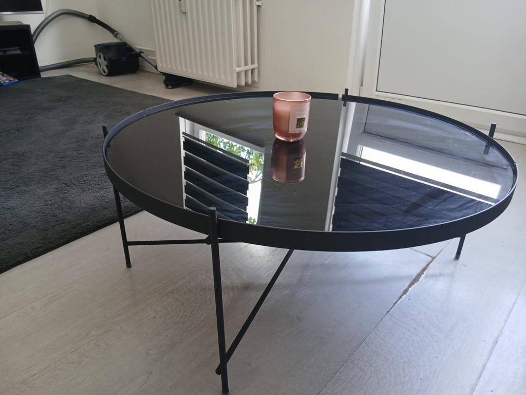 Stijlvolle Zuiver salontafel met glazen blad, Ophalen, Gebruikt, 50 tot 100 cm, Modern, Industrieel