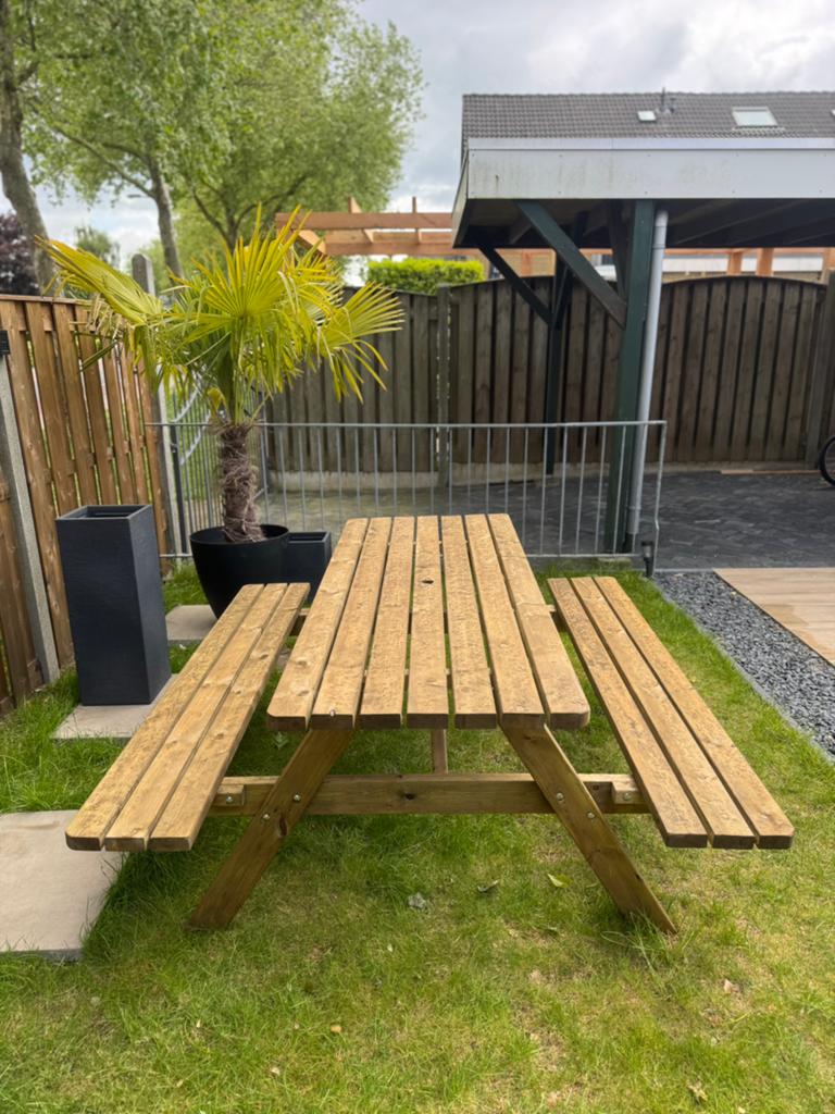 Nieuw picknicktafel, Tuin en Terras, Picknicktafels, Ophalen of Verzenden, Zo goed als nieuw, Rechthoekig, Hout