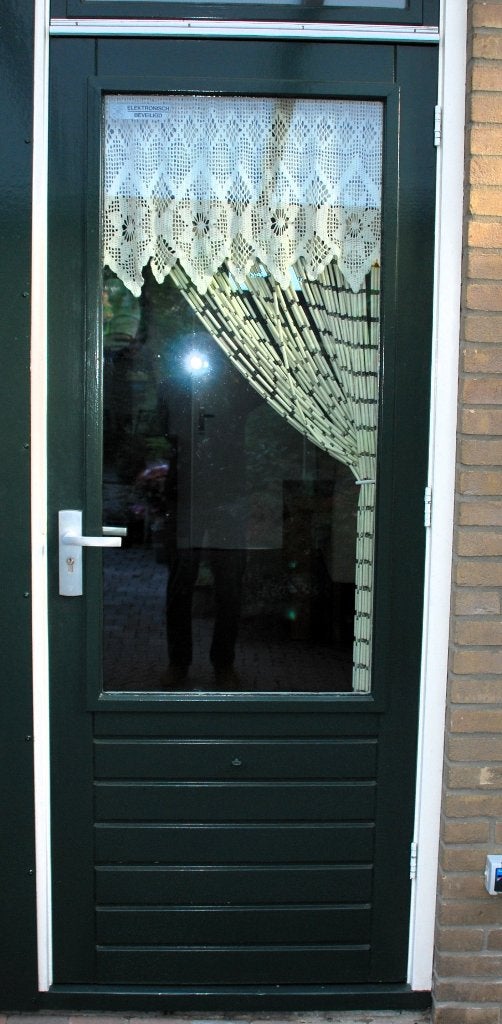 Hardhouten Merbau deur, Ophalen, 80 tot 100 cm, 200 tot 215 cm, Glas
