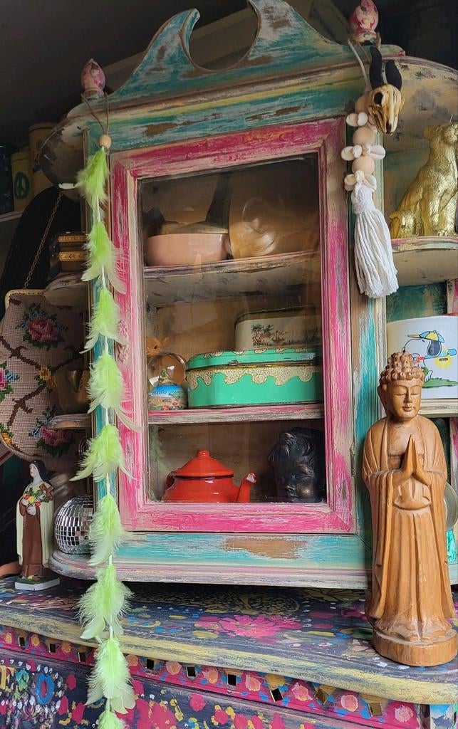 Bohemian brocante/Boho/Vitrinekastje/Kastje, Ophalen of Verzenden