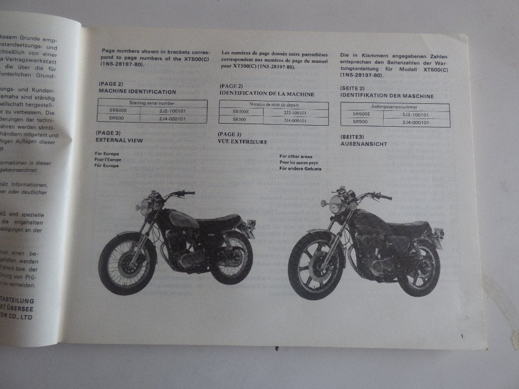 YAMAHA SR500 (E) WERKPLAATSHANDBOEK (2J4-28197-80), Motoren, Ophalen of Verzenden, Yamaha