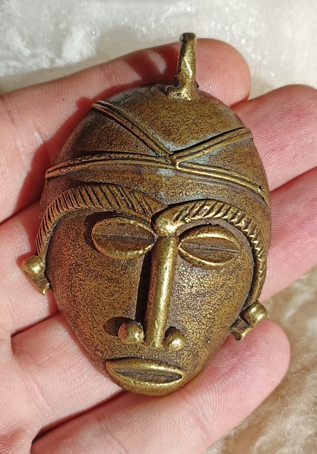 Afrikaanse tribale kunst bronzen/koperen hanger, Ophalen of Verzenden